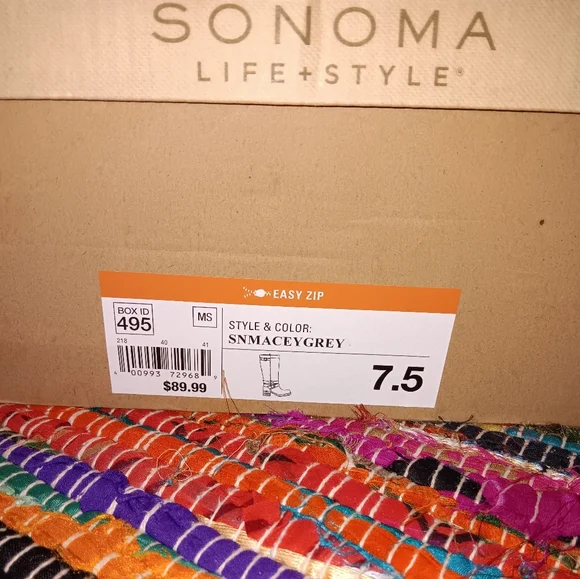 Sonoma~Women's Gray Knee-High Leather Boots Chunky Heel - Picture 3 of 13